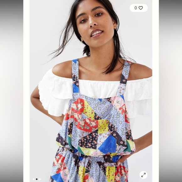 NEW! ANTHROPOLOGIE COREY LYNN CALTER FLORAL PATCHWORK SHORT OVERALLS Small - Picture 3 of 15